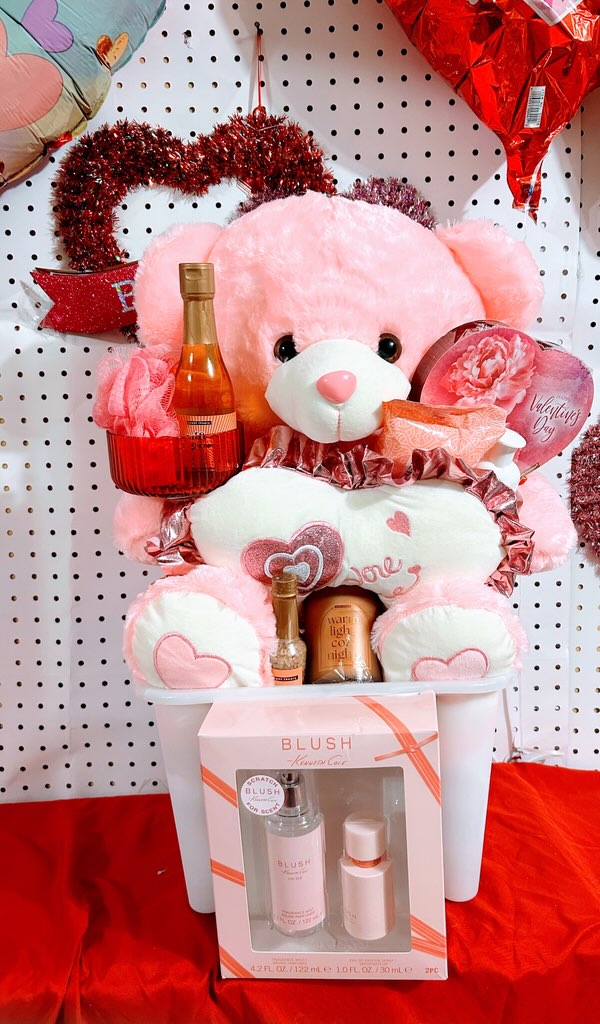 Valentine Day Plush Bear Basket