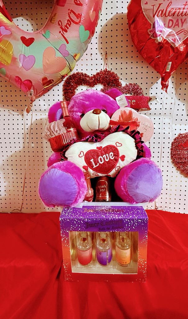 Valentine Day Plush Bear Basket