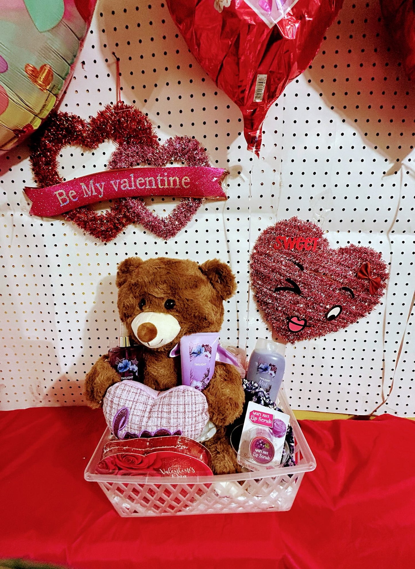 Valentine Day Teddy Bear Basket