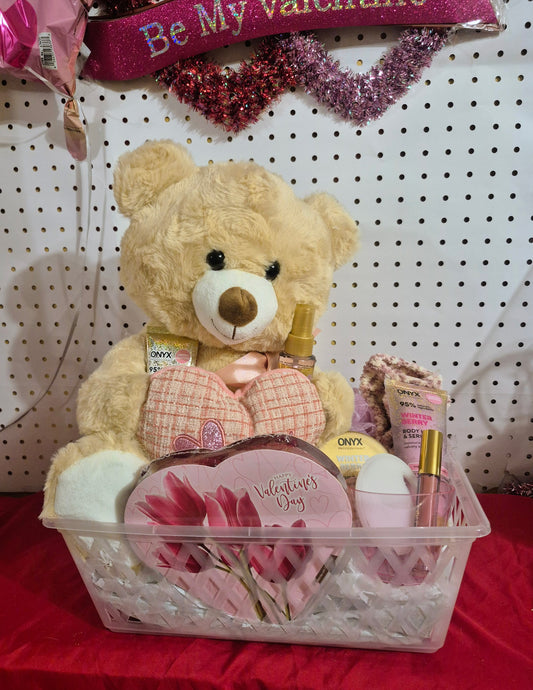 Valentine Day Teddy Bear Basket
